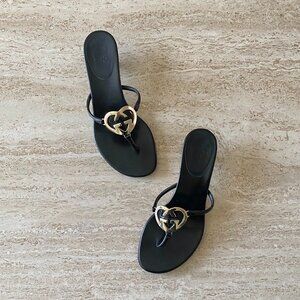 Vintage Gucci Heart GG Thong Kitten Heel Sandals